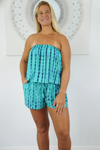 Load image into Gallery viewer, Short Romper Square Crackle Tie Dye Print
