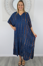 Load image into Gallery viewer, Long Kaftan Dress Crackle Tie Dye Print