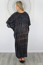 Load image into Gallery viewer, Long Kaftan Dress Crackle Tie Dye Print