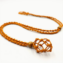 Load image into Gallery viewer, Macrame Interchangeable Crystal Pouch Necklace