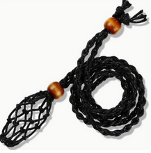 Load image into Gallery viewer, Macrame Interchangeable Crystal Pouch Necklace