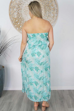 Load image into Gallery viewer, Long Tube Dress Tropical Leaves Print