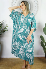 Load image into Gallery viewer, Long Kaftan Dress Fern Print