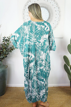 Load image into Gallery viewer, Long Kaftan Dress Fern Print