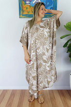 Load image into Gallery viewer, Long Kaftan Dress Betelnut Print