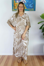 Load image into Gallery viewer, Long Kaftan Dress Betelnut Print