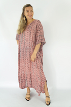 Load image into Gallery viewer, Long Kaftan Dress Crackle Tie Dye Print