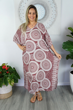 Load image into Gallery viewer, Long Kaftan Dress Mantra Print