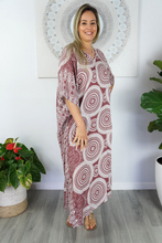 Load image into Gallery viewer, Long Kaftan Dress Mantra Print