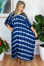 Load image into Gallery viewer, Long Kaftan Dress Shibori Print