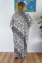 Load image into Gallery viewer, Long Kaftan Dress Snake Cheetah Print