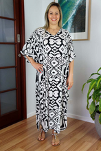 Load image into Gallery viewer, Long Kaftan Dress Tribal Print