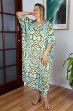 Load image into Gallery viewer, Long Kaftan Dress Tribal Print