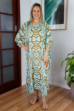 Load image into Gallery viewer, Long Kaftan Dress Tribal Print