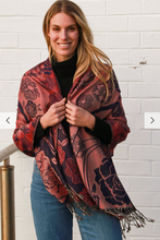 Load image into Gallery viewer, Large Pashmina Scarf Rose Print