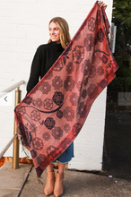Load image into Gallery viewer, Large Pashmina Scarf Rose Print