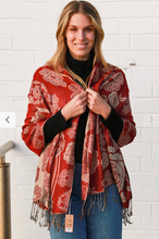 Load image into Gallery viewer, Large Pashmina Scarf Rose Print