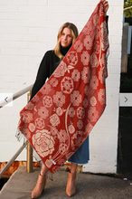 Load image into Gallery viewer, Large Pashmina Scarf Rose Print