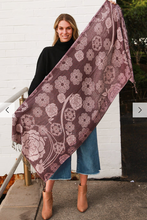 Load image into Gallery viewer, Large Pashmina Scarf Rose Print