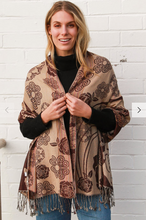 Load image into Gallery viewer, Large Pashmina Scarf Rose Print