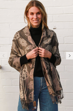 Load image into Gallery viewer, Large Pashmina Scarf Rose Print