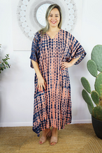 Load image into Gallery viewer, Long Kaftan Dress Crackle Tie Dye Print