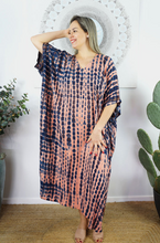 Load image into Gallery viewer, Long Kaftan Dress Crackle Tie Dye Print