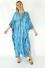 Load image into Gallery viewer, Long Kaftan Dress Crackle Tie Dye Print