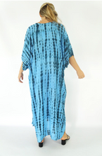 Load image into Gallery viewer, Long Kaftan Dress Crackle Tie Dye Print
