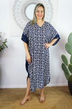 Load image into Gallery viewer, Long Kaftan Dress Tiki Print