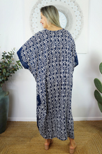 Load image into Gallery viewer, Long Kaftan Dress Tiki Print