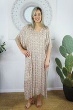 Load image into Gallery viewer, Long Kaftan Dress Tiki Print