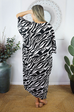 Load image into Gallery viewer, Long Kaftan Dress Large Zebra Print