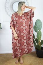 Load image into Gallery viewer, Long Kaftan Dress Sunflower Print