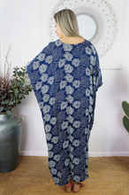 Load image into Gallery viewer, Long Kaftan Dress Sunflower Print