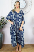 Load image into Gallery viewer, Long Kaftan Dress Sunflower Print