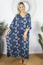Load image into Gallery viewer, Long Kaftan Dress Sunflower Print