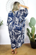 Load image into Gallery viewer, Long Kaftan Dress Fern Print