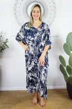Load image into Gallery viewer, Long Kaftan Dress Fern Print