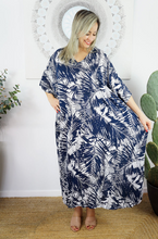 Load image into Gallery viewer, Long Kaftan Dress Fern Print