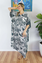 Load image into Gallery viewer, Long Kaftan Dress Betelnut Print