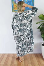 Load image into Gallery viewer, Long Kaftan Dress Betelnut Print