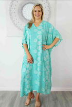 Load image into Gallery viewer, Long Kaftan Dress Sunflower Print