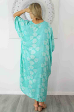 Load image into Gallery viewer, Long Kaftan Dress Sunflower Print