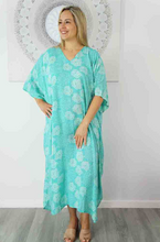 Load image into Gallery viewer, Long Kaftan Dress Sunflower Print