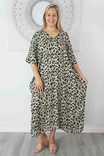 Load image into Gallery viewer, Long Kaftan Dress Walnut Print