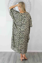 Load image into Gallery viewer, Long Kaftan Dress Walnut Print