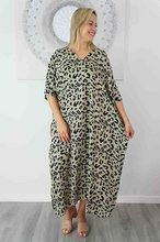 Load image into Gallery viewer, Long Kaftan Dress Walnut Print