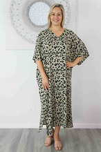 Load image into Gallery viewer, Long Kaftan Dress Walnut Print