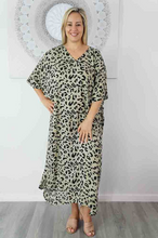 Load image into Gallery viewer, Long Kaftan Dress Walnut Print